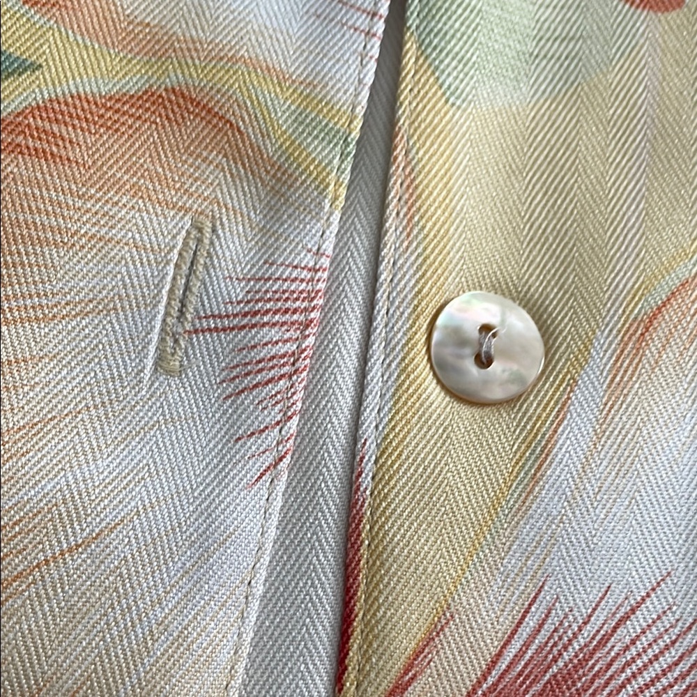 100% silk Tommy Bahama Two Piece Set wrap skirt blouse top button down set - Picture 4 of 16